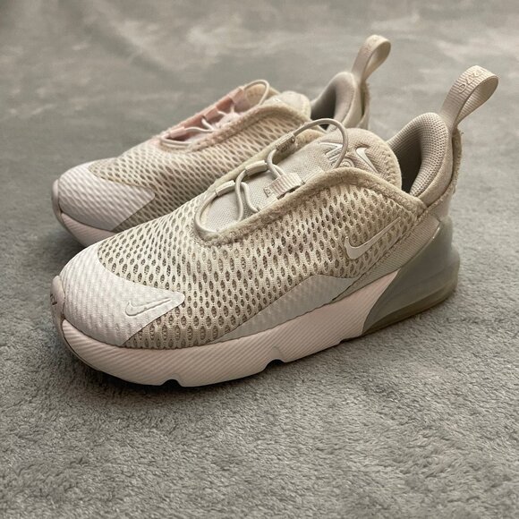 Nike Air Max 270 Baby Toddler Sneakers DD1646103 White/White~Metallic Silver 10C - Picture 1 of 9